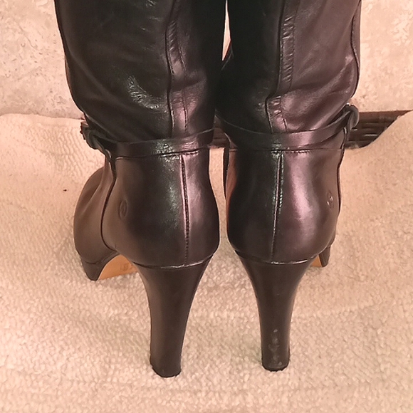 Women's Bronx Black Heel tall platform leather boots, pre loved good condition, - Picture 4 of 14